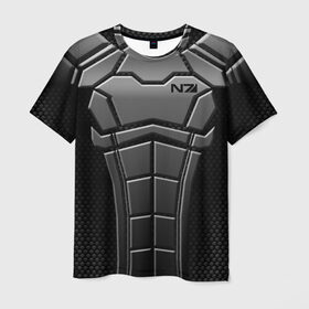 Мужская футболка 3D с принтом КОСТЮМ N7 в Курске, 100% полиэфир | прямой крой, круглый вырез горловины, длина до линии бедер | n7 | броня | костюм | масс эффект | н7 | стальная броня | шепард
