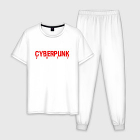 Мужская пижама хлопок с принтом CYBERPUNK 2077 в Курске, 100% хлопок | брюки и футболка прямого кроя, без карманов, на брюках мягкая резинка на поясе и по низу штанин
 | 