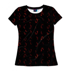 Женская футболка 3D с принтом Алфавит хищников в Курске, 100% полиэфир ( синтетическое хлопкоподобное полотно) | прямой крой, круглый вырез горловины, длина до линии бедер | prediator | алфавит | инопланетяне | код | опасность | пришельцы | символы | фильм | хищник