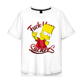 Мужская футболка хлопок Oversize с принтом Плохиш Барт в Курске, 100% хлопок | свободный крой, круглый ворот, “спинка” длиннее передней части | 