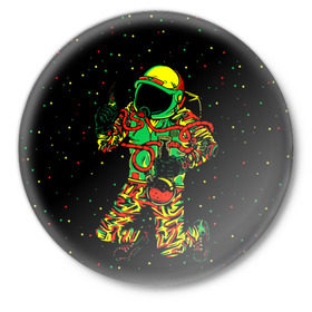 Значок с принтом Космонавт с кальяном в Курске,  металл | круглая форма, металлическая застежка в виде булавки | бесконечность | верховный | вселенная | графика | день | звёзды | изображение | картинка | кос | космонавт | космос | круто | лучший | мода | молодёжная | небо | поп арт | праздник | рисунок | сказка