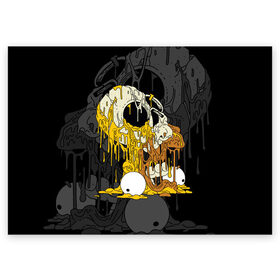 Поздравительная открытка с принтом Simpsons Halloween в Курске, 100% бумага | плотность бумаги 280 г/м2, матовая, на обратной стороне линовка и место для марки
 | аниме | брызги | вымышленный | высший | голова | жидкий | зомби | ирландия | капли | кости | крутой | мертвец | мода | молодёжный | мультфильм | персонаж | подарок | праздник | сериал | симпсоны | скелет