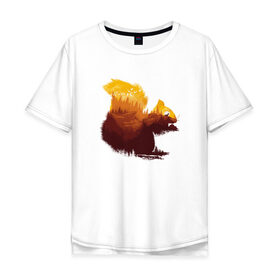 Мужская футболка хлопок Oversize с принтом Беличьи земли в Курске, 100% хлопок | свободный крой, круглый ворот, “спинка” длиннее передней части | белка | грызун | двойная экспозиция | деревья | животное | зверь | земли | лес | пейзаж | птицы