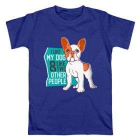 Мужская футболка хлопок с принтом Я люблю мою собаку и еще двух в Курске, 100% хлопок | прямой крой, круглый вырез горловины, длина до линии бедер, слегка спущенное плечо. | dog | бульдог | с собакой | собака | собаки | собачка | французкий бульдог | французский бульдог