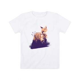 Детская футболка хлопок с принтом Лиса в Курске, 100% хлопок | круглый вырез горловины, полуприлегающий силуэт, длина до линии бедер | Тематика изображения на принте: fox | foxy | абстракция | женская | женские | лес | лис | лиса | лисичка | отдых | природа