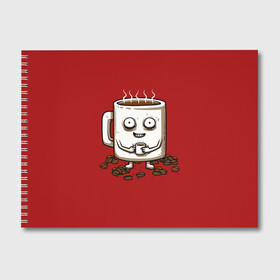 Альбом для рисования с принтом Кофеёчек в Курске, 100% бумага
 | матовая бумага, плотность 200 мг. | Тематика изображения на принте: coffee | cup | food | mug | горячо | еда | кофе | кофеман | кофий | красный | крепкий | кружка | напиток | черный