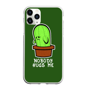 Чехол для iPhone 11 Pro матовый с принтом Nobody Hugs Me в Курске, Силикон |  | cactus | hugs | me | nobody | sad | горшок | горшочек | грусть | кактус | надпись | обнимашки | объятия | печаль | тоска