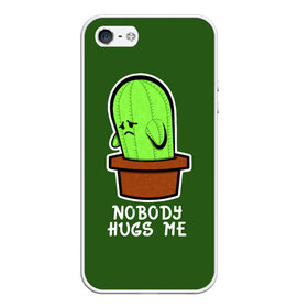 Чехол для iPhone 5/5S матовый с принтом Nobody Hugs Me в Курске, Силикон | Область печати: задняя сторона чехла, без боковых панелей | cactus | hugs | me | nobody | sad | горшок | горшочек | грусть | кактус | надпись | обнимашки | объятия | печаль | тоска