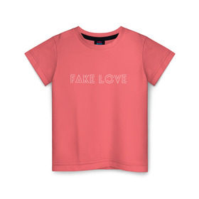 Детская футболка хлопок с принтом FAKE LOVE BTS в Курске, 100% хлопок | круглый вырез горловины, полуприлегающий силуэт, длина до линии бедер | bangtan boys | beyond the scene | bts | fake love | k pop | music | арэм | ви | джей хоуп | джин | музыка | сюга | чимин | чонгук