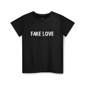 Детская футболка хлопок с принтом FAKE LOVE в Курске, 100% хлопок | круглый вырез горловины, полуприлегающий силуэт, длина до линии бедер | bangtan boys | beyond the scene | bts | fake love | k pop | music | арэм | ви | джей хоуп | джин | музыка | сюга | чимин | чонгук