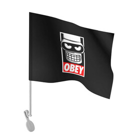 Флаг для автомобиля с принтом Бендер в Курске, 100% полиэстер | Размер: 30*21 см | bender | futurama | mult | simpsons | zoidberg | бендер | зойдберг | мульт | мультик | мультфильм | симпсоны | футурама