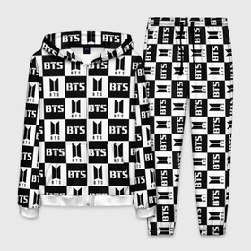 Мужской костюм 3D с принтом BTS PATTERN в Курске, 100% полиэстер | Манжеты и пояс оформлены тканевой резинкой, двухслойный капюшон со шнурком для регулировки, карманы спереди | Тематика изображения на принте: bts | bts army | j hope | jimin | jin | jungkook | k pop | pattern | rap monster | rapmon | suga | v | бтс | корея