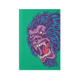 Обложка для паспорта матовая кожа с принтом Neon Yeti в Курске, натуральная матовая кожа | размер 19,3 х 13,7 см; прозрачные пластиковые крепления | beast | gorilla | monster | горилла | животное | йети | монстр