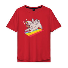 Мужская футболка хлопок Oversize с принтом Мопс в Курске, 100% хлопок | свободный крой, круглый ворот, “спинка” длиннее передней части | pug | pugs | единорог | женская | женские | мопс | мопс единорог | мопсы | радуга | с мопсом
