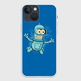 Чехол для iPhone 13 mini с принтом Bender Nevermind в Курске,  |  | Тематика изображения на принте: bender | futurama | mult | nevermind | nirvana | simpsons | zoidberg | бендер | зойдберг | мульт | мультик | мультфильм | симпсоны | футурама