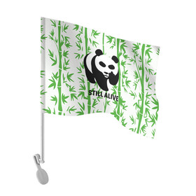 Флаг для автомобиля с принтом Still Alive в Курске, 100% полиэстер | Размер: 30*21 см | alive | bamboo | green | greenpeace | panga | peace | still | бамбук | грин | гринпис | живая | живой | зеленый | мир | панда | панды | пис