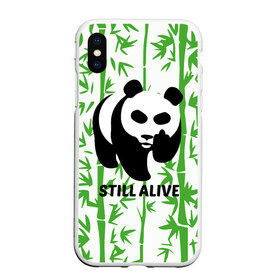 Чехол для iPhone XS Max матовый с принтом Still Alive в Курске, Силикон | Область печати: задняя сторона чехла, без боковых панелей | Тематика изображения на принте: alive | bamboo | green | greenpeace | panga | peace | still | бамбук | грин | гринпис | живая | живой | зеленый | мир | панда | панды | пис