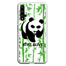 Чехол для Honor 20 с принтом Still Alive в Курске, Силикон | Область печати: задняя сторона чехла, без боковых панелей | Тематика изображения на принте: alive | bamboo | green | greenpeace | panga | peace | still | бамбук | грин | гринпис | живая | живой | зеленый | мир | панда | панды | пис
