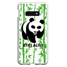 Чехол для Samsung S10E с принтом Still Alive в Курске, Силикон | Область печати: задняя сторона чехла, без боковых панелей | Тематика изображения на принте: alive | bamboo | green | greenpeace | panga | peace | still | бамбук | грин | гринпис | живая | живой | зеленый | мир | панда | панды | пис