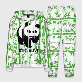 Мужской костюм 3D с принтом Still Alive в Курске, 100% полиэстер | Манжеты и пояс оформлены тканевой резинкой, двухслойный капюшон со шнурком для регулировки, карманы спереди | alive | bamboo | green | greenpeace | panga | peace | still | бамбук | грин | гринпис | живая | живой | зеленый | мир | панда | панды | пис