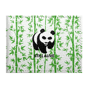 Обложка для студенческого билета с принтом Still Alive в Курске, натуральная кожа | Размер: 11*8 см; Печать на всей внешней стороне | Тематика изображения на принте: alive | bamboo | green | greenpeace | panga | peace | still | бамбук | грин | гринпис | живая | живой | зеленый | мир | панда | панды | пис