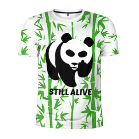 Мужская футболка 3D спортивная с принтом Still Alive в Курске, 100% полиэстер с улучшенными характеристиками | приталенный силуэт, круглая горловина, широкие плечи, сужается к линии бедра | alive | bamboo | green | greenpeace | panga | peace | still | бамбук | грин | гринпис | живая | живой | зеленый | мир | панда | панды | пис