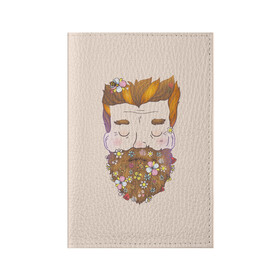 Обложка для паспорта матовая кожа с принтом Бородач в Курске, натуральная матовая кожа | размер 19,3 х 13,7 см; прозрачные пластиковые крепления | beard | beards | hipster | man | men | борода | бородач | бородачей | бороды | культ | люблю | пчела | усы | хипстер | цветы | чел | человек
