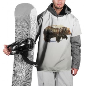 Накидка на куртку 3D с принтом Лесной Медведь в Курске, 100% полиэстер |  | bear | bears | forest | snow | tree | trees | winter | гора | горы | деревья | зима | лес | лесной | медведи | медведь | мишка | мишки | снег