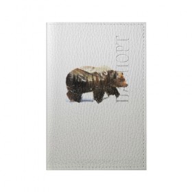 Обложка для паспорта матовая кожа с принтом Лесной Медведь в Курске, натуральная матовая кожа | размер 19,3 х 13,7 см; прозрачные пластиковые крепления | bear | bears | forest | snow | tree | trees | winter | гора | горы | деревья | зима | лес | лесной | медведи | медведь | мишка | мишки | снег