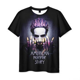Мужская футболка 3D с принтом American Horror Story в Курске, 100% полиэфир | прямой крой, круглый вырез горловины, длина до линии бедер | Тематика изображения на принте: 8 сезон | american | apocalypse | horror | story | американская | апокалипсис | история | сериал | ужасов