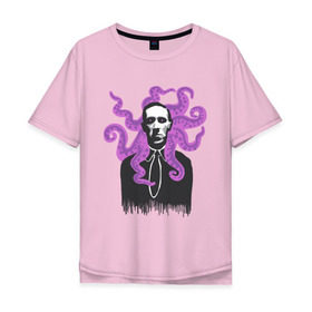 Мужская футболка хлопок Oversize с принтом Лавкрафт в Курске, 100% хлопок | свободный крой, круглый ворот, “спинка” длиннее передней части | cthulhu | cthulhu fhtagn | lovecraft | ктулху