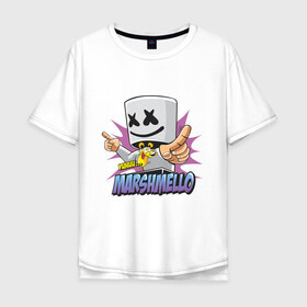 Мужская футболка хлопок Oversize с принтом Marshmello в Курске, 100% хлопок | свободный крой, круглый ворот, “спинка” длиннее передней части | dj | marshmello | marshmelo | в маске | диджей | клубная | клубняк | маршмелло | маршмеллоу | маршмело | маршмэллоу | музыка | электронная