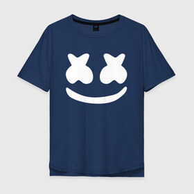 Мужская футболка хлопок Oversize с принтом Marshmello в Курске, 100% хлопок | свободный крой, круглый ворот, “спинка” длиннее передней части | dj | marshmello | marshmelo | диджей | клубная | клубняк | логотип | маршмелло | маршмеллоу | маршмело | маршмэллоу | музыка | смайлик | улыбка | электронная