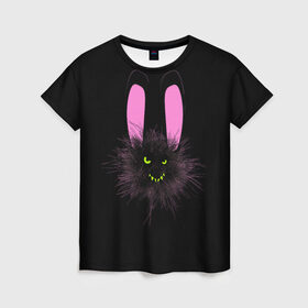 Женская футболка 3D с принтом Мрачный Зайчик в Курске, 100% полиэфир ( синтетическое хлопкоподобное полотно) | прямой крой, круглый вырез горловины, длина до линии бедер | creepy | ear | ears | rabbit | rabbits | scary | spooky | жуткий | зайцы | зайчик | зайчики | заяц | кролик | кролики | мрачный | страшный | ухо | уши | ушки
