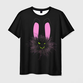 Мужская футболка 3D с принтом Мрачный Зайчик в Курске, 100% полиэфир | прямой крой, круглый вырез горловины, длина до линии бедер | creepy | ear | ears | rabbit | rabbits | scary | spooky | жуткий | зайцы | зайчик | зайчики | заяц | кролик | кролики | мрачный | страшный | ухо | уши | ушки