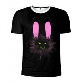 Мужская футболка 3D спортивная с принтом Мрачный Зайчик в Курске, 100% полиэстер с улучшенными характеристиками | приталенный силуэт, круглая горловина, широкие плечи, сужается к линии бедра | Тематика изображения на принте: creepy | ear | ears | rabbit | rabbits | scary | spooky | жуткий | зайцы | зайчик | зайчики | заяц | кролик | кролики | мрачный | страшный | ухо | уши | ушки