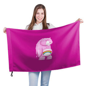 Флаг 3D с принтом Радужный Мишка в Курске, 100% полиэстер | плотность ткани — 95 г/м2, размер — 67 х 109 см. Принт наносится с одной стороны | 
