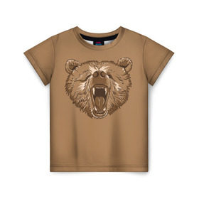 Детская футболка 3D с принтом Бурый Медведь в Курске, 100% гипоаллергенный полиэфир | прямой крой, круглый вырез горловины, длина до линии бедер, чуть спущенное плечо, ткань немного тянется | bear | bears | brown | russia | russian | бурый | коричневый | косматый | лапы | медведи | медведь | россия | русский | хвост | хищник