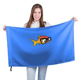 Флаг 3D с принтом Nerd Fish в Курске, 100% полиэстер | плотность ткани — 95 г/м2, размер — 67 х 109 см. Принт наносится с одной стороны | 