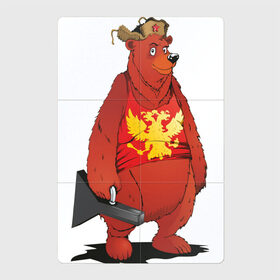 Магнитный плакат 2Х3 с принтом Мишка с футляром в Курске, Полимерный материал с магнитным слоем | 6 деталей размером 9*9 см | Тематика изображения на принте: балалайка | красный | медведь | патриот | россия | русь | ушанка | футляр