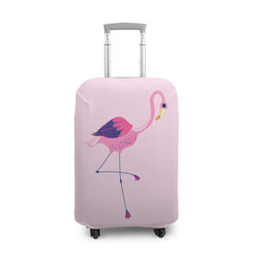 Чехол для чемодана 3D с принтом Фламинго в Курске, 86% полиэфир, 14% спандекс | двустороннее нанесение принта, прорези для ручек и колес | bird | birds | fly | wing | wings | клюв | когти | крыло | крылышки | крылья | полет | птица | птицы | птичка | птички | фламинго