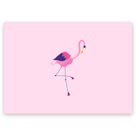Поздравительная открытка с принтом Фламинго в Курске, 100% бумага | плотность бумаги 280 г/м2, матовая, на обратной стороне линовка и место для марки
 | Тематика изображения на принте: bird | birds | fly | wing | wings | клюв | когти | крыло | крылышки | крылья | полет | птица | птицы | птичка | птички | фламинго