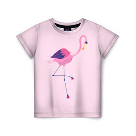 Детская футболка 3D с принтом Фламинго в Курске, 100% гипоаллергенный полиэфир | прямой крой, круглый вырез горловины, длина до линии бедер, чуть спущенное плечо, ткань немного тянется | bird | birds | fly | wing | wings | клюв | когти | крыло | крылышки | крылья | полет | птица | птицы | птичка | птички | фламинго