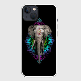 Чехол для iPhone 13 с принтом Индийский Слон в Курске,  |  | Тематика изображения на принте: africa | elephant | elephants | india | ornament | pattern | skin | tusks | африка | бивни | индия | кожа | орнамент | слон | слоненок | слоник | слоники | слоны | слонята | узор | хобот