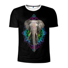 Мужская футболка 3D спортивная с принтом Индийский Слон в Курске, 100% полиэстер с улучшенными характеристиками | приталенный силуэт, круглая горловина, широкие плечи, сужается к линии бедра | Тематика изображения на принте: africa | elephant | elephants | india | ornament | pattern | skin | tusks | африка | бивни | индия | кожа | орнамент | слон | слоненок | слоник | слоники | слоны | слонята | узор | хобот