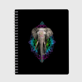 Тетрадь с принтом Индийский Слон в Курске, 100% бумага | 48 листов, плотность листов — 60 г/м2, плотность картонной обложки — 250 г/м2. Листы скреплены сбоку удобной пружинной спиралью. Уголки страниц и обложки скругленные. Цвет линий — светло-серый
 | Тематика изображения на принте: africa | elephant | elephants | india | ornament | pattern | skin | tusks | африка | бивни | индия | кожа | орнамент | слон | слоненок | слоник | слоники | слоны | слонята | узор | хобот
