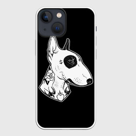 Чехол для iPhone 13 mini с принтом Бультерьер в Курске,  |  | Тематика изображения на принте: dog | dogs | tattoo | бультерьер | пес | псы | собака | собакен | собаки | собачка | собачки | татуировка | татуировки | щенки | щенок | щеночек | щеночки