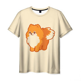 Мужская футболка 3D с принтом Шпиц в Курске, 100% полиэфир | прямой крой, круглый вырез горловины, длина до линии бедер | dog | dogs | пес | псы | пушистик | собака | собакен | собаки | собачка | собачки | шпиц | щенки | щенок | щеночек | щеночки