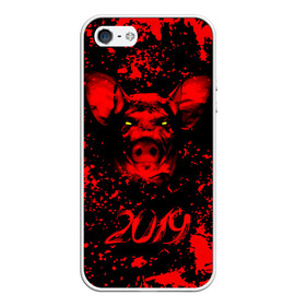 Чехол для iPhone 5/5S матовый с принтом Красный поросенок в Курске, Силикон | Область печати: задняя сторона чехла, без боковых панелей | 2019 | боров | брызги | веселье | взгляд | год | домашнее | животное | капли | красный | кровь | подарок | поздравление | поросенок | праздник | радость | рождество | с новым годом | свинья