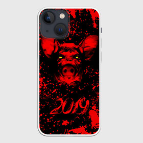 Чехол для iPhone 13 mini с принтом Красный поросенок в Курске,  |  | 2019 | боров | брызги | веселье | взгляд | год | домашнее | животное | капли | красный | кровь | подарок | поздравление | поросенок | праздник | радость | рождество | с новым годом | свинья